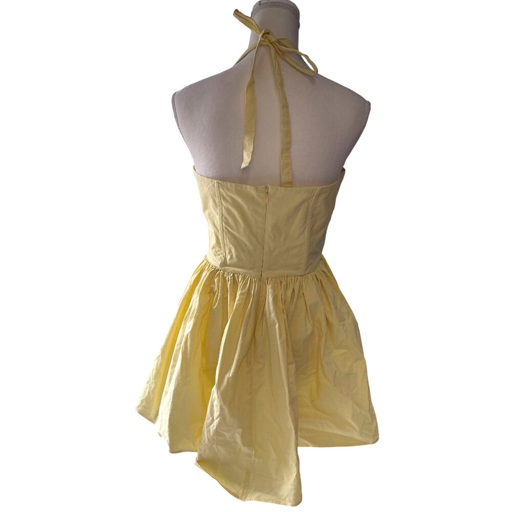 NBD Sara Mini Dress in Pale Yellow Large New Womens Cotton Party - Picture 7 of 9